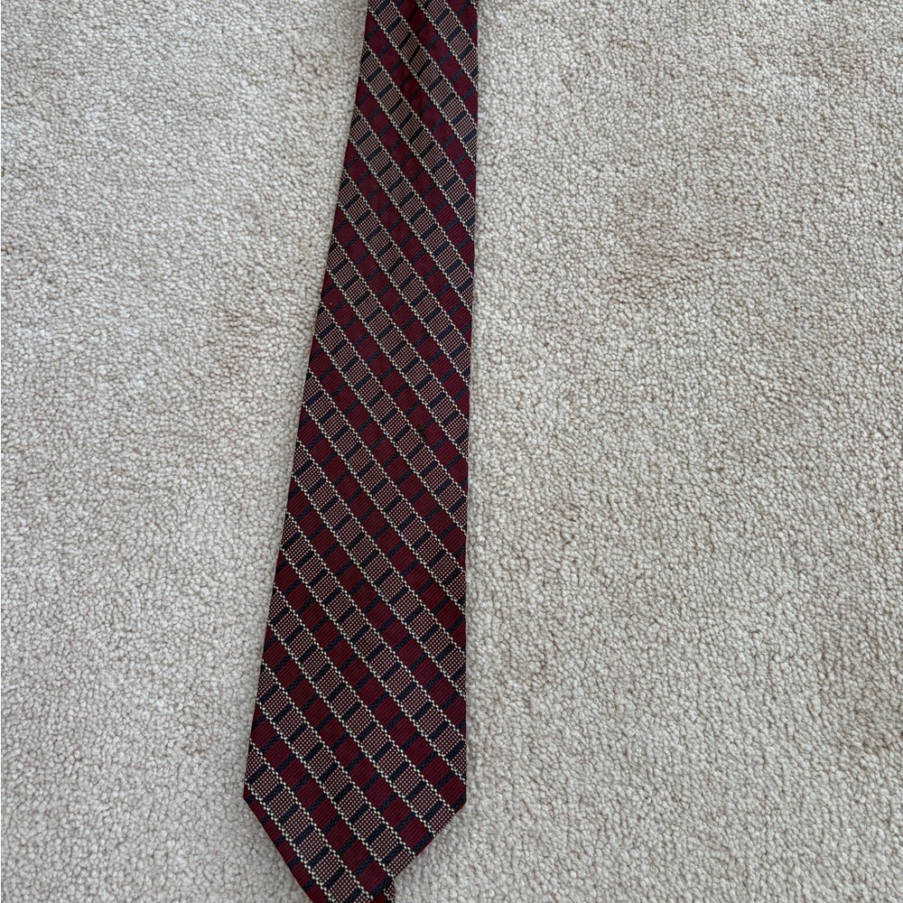 Paul Fredrick Burgundy and Gray Striped Tie